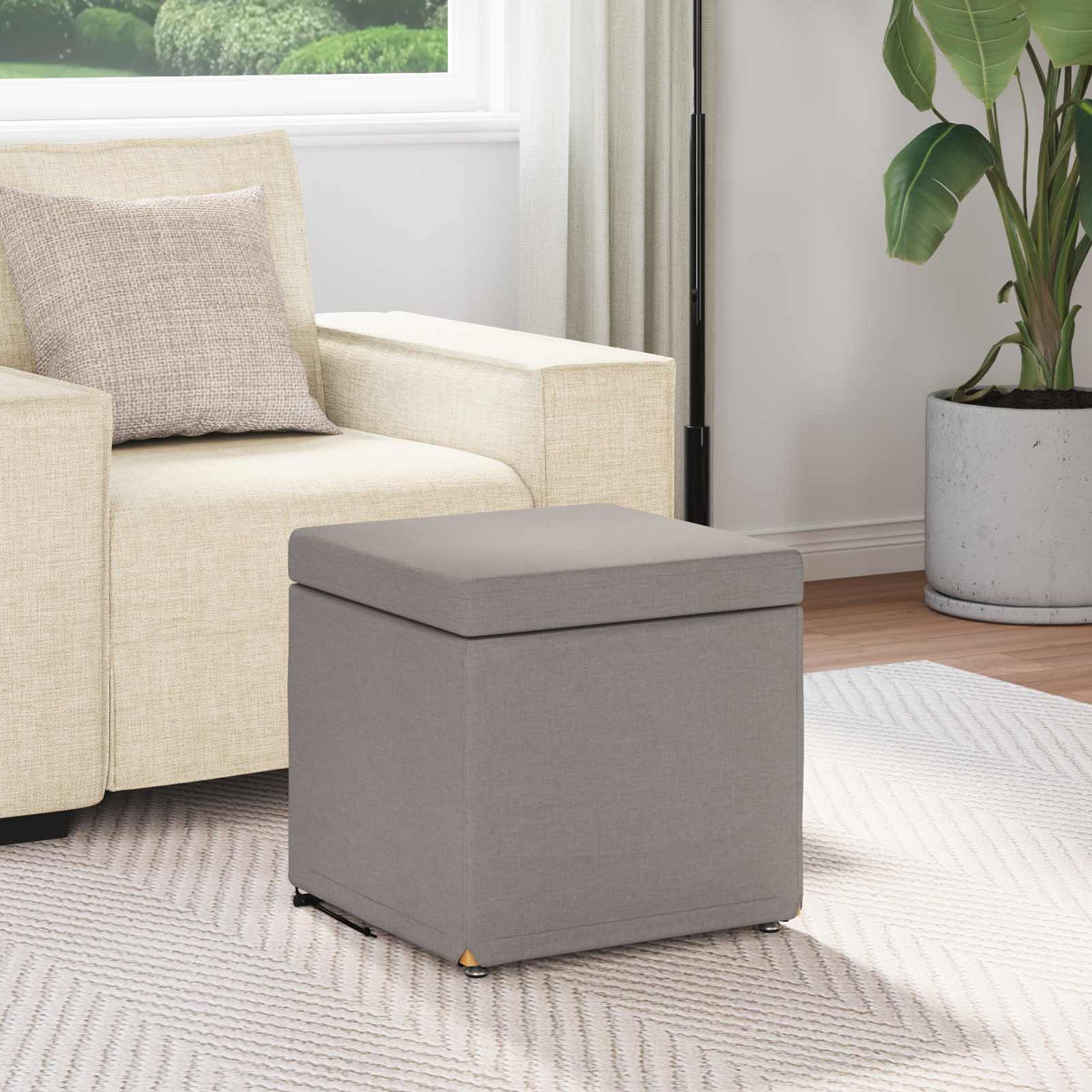 Vidaxl kruk taupe 41 x 41 x 40 cm stof en geëngineerd hout