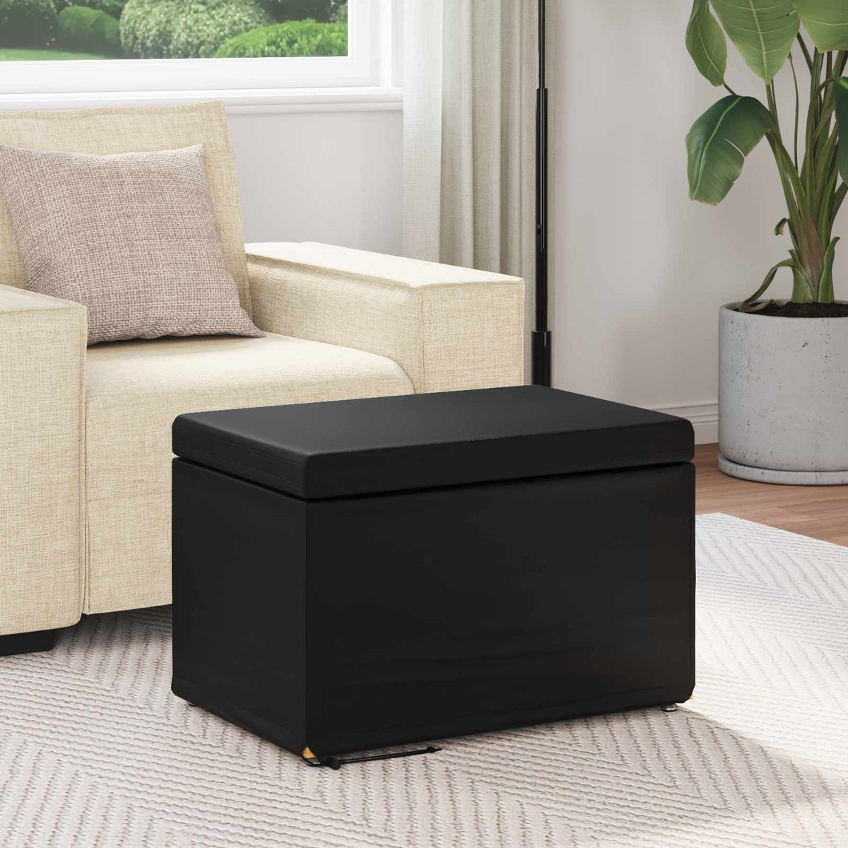 Vidaxl kruk zwart 61 x 41 x 40 cm nepleer en gefabriceerd hout