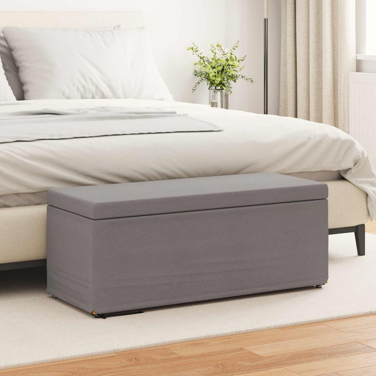 Vidaxl kruk taupe 101 x 41 x 40 cm stof en geëngineerd hout