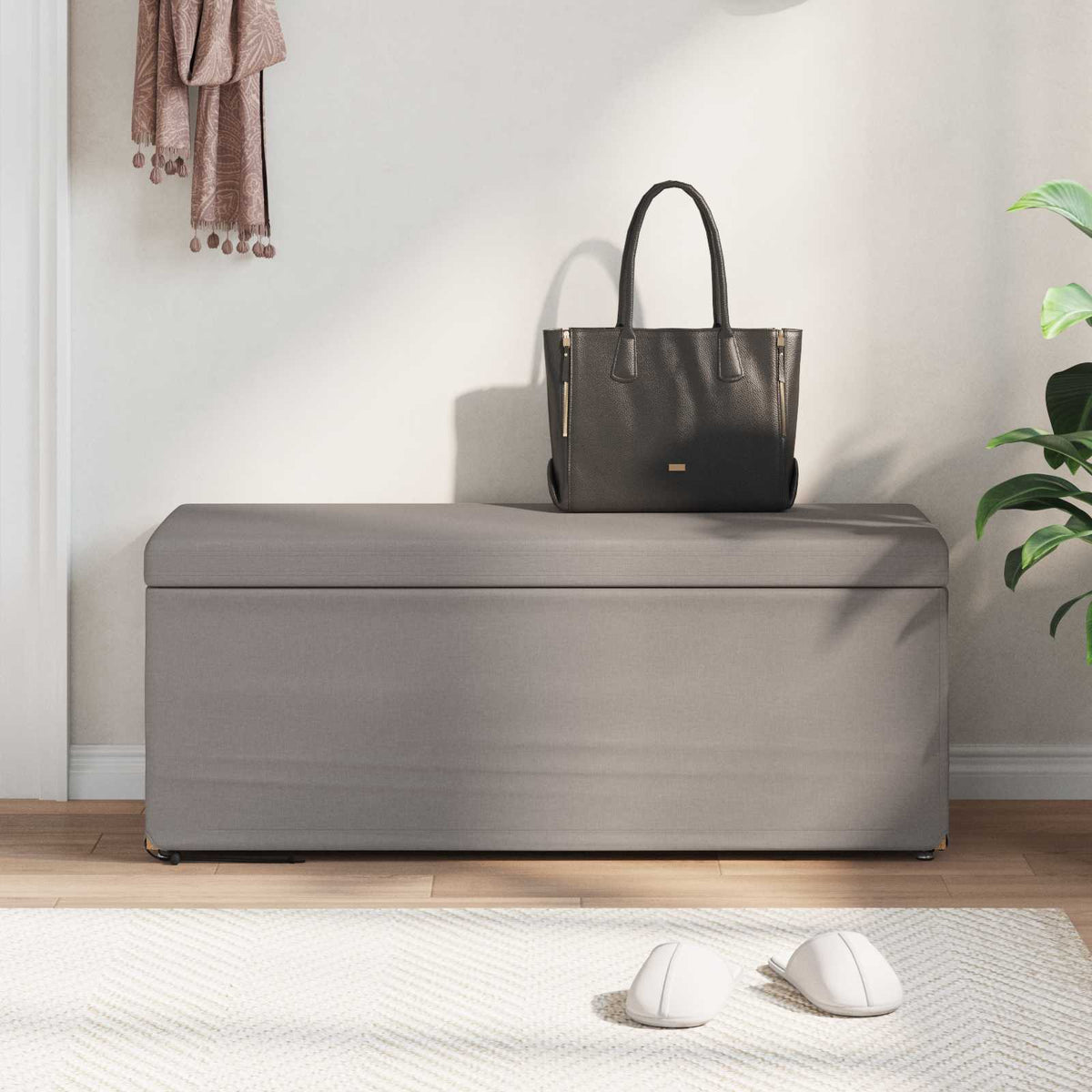 Vidaxl kruk taupe 101 x 41 x 40 cm stof en geëngineerd hout