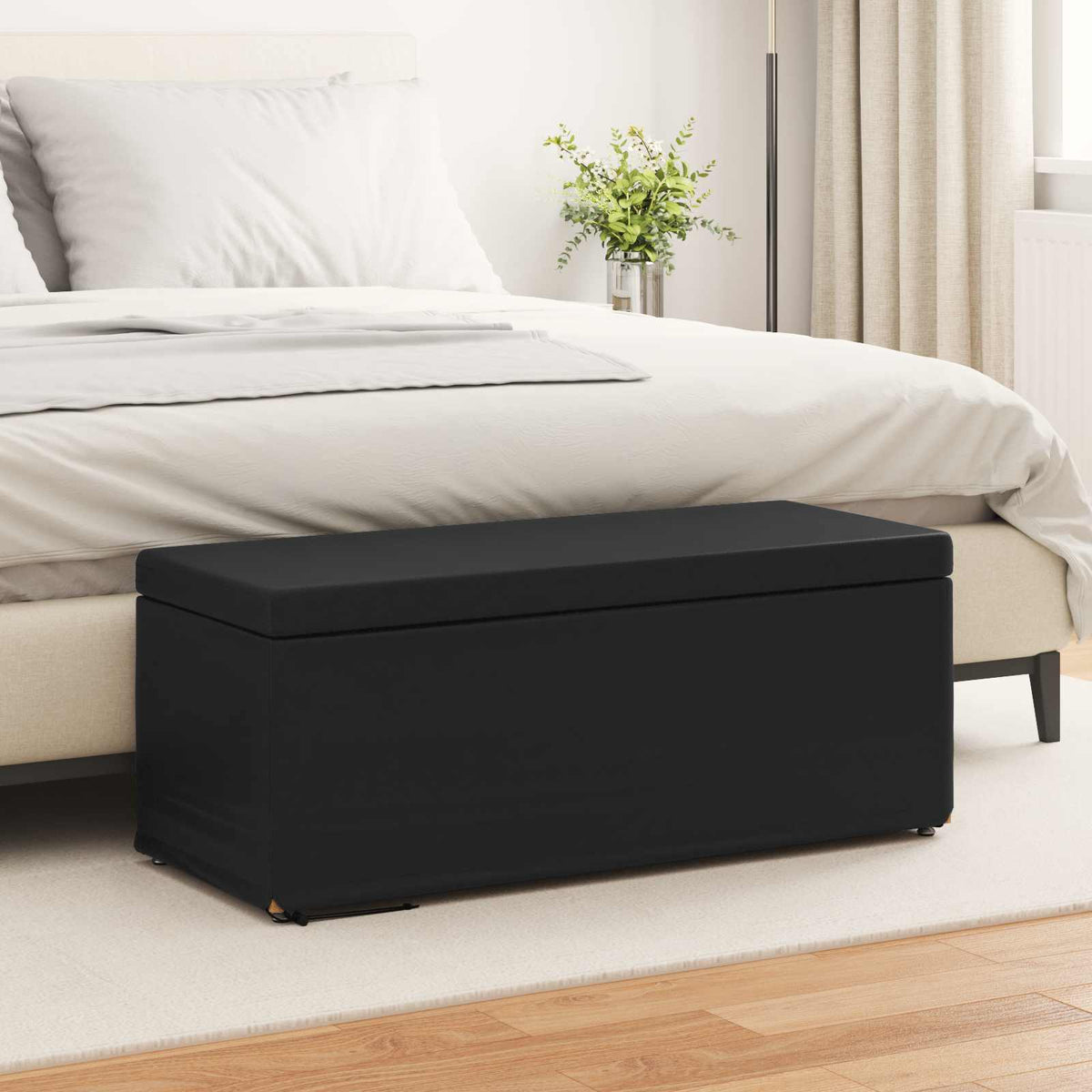 Vidaxl kruk zwart 101 x 41 x 40 cm nepleer en gefabriceerd hout