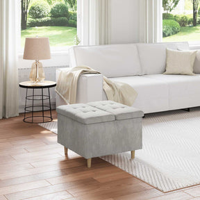 Vidaxl ottoman met opbergruimte lichtgrijs 60 x 60 x 45 cm fluweel