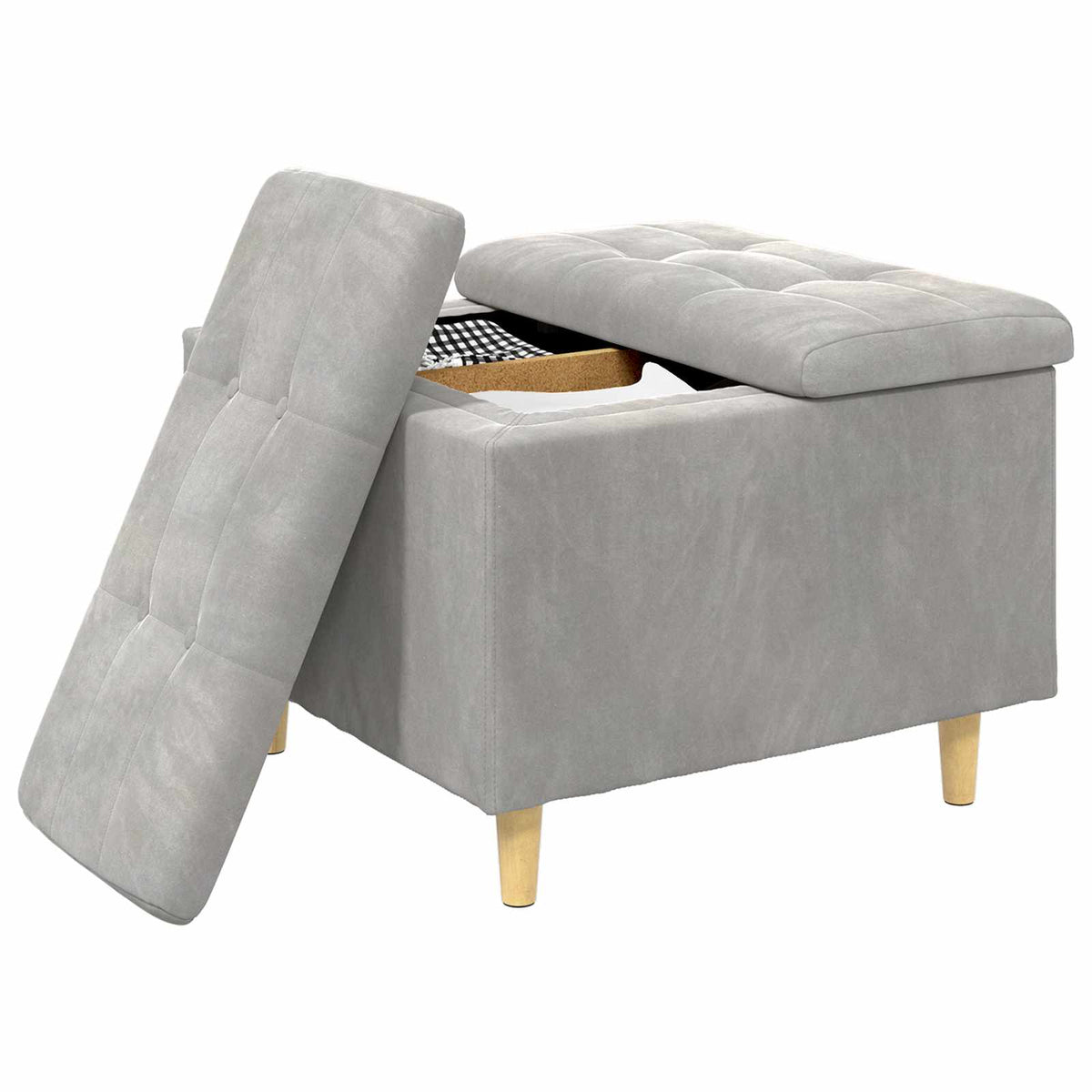 Vidaxl ottoman met opbergruimte lichtgrijs 60 x 60 x 45 cm fluweel