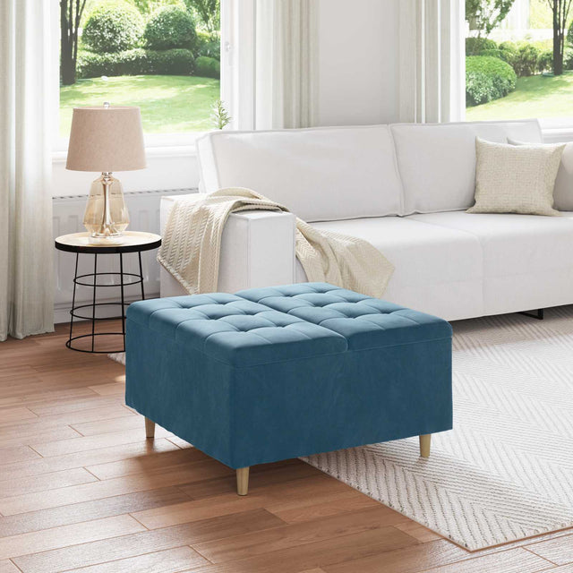 Vidaxl ottoman met opbergruimte blauw 80 x 80 x 45 cm fluweel