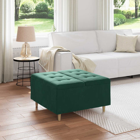 Vidaxl ottoman met opbergruimte donkergroen 80 x 80 x 45 cm fluweel