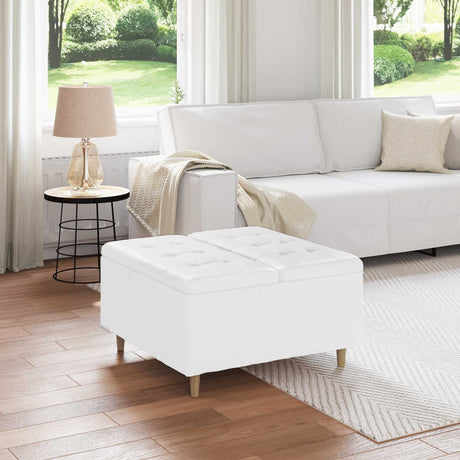 Vidaxl ottoman met opbergruimte wit 80 x 80 x 45 cm kunstleer