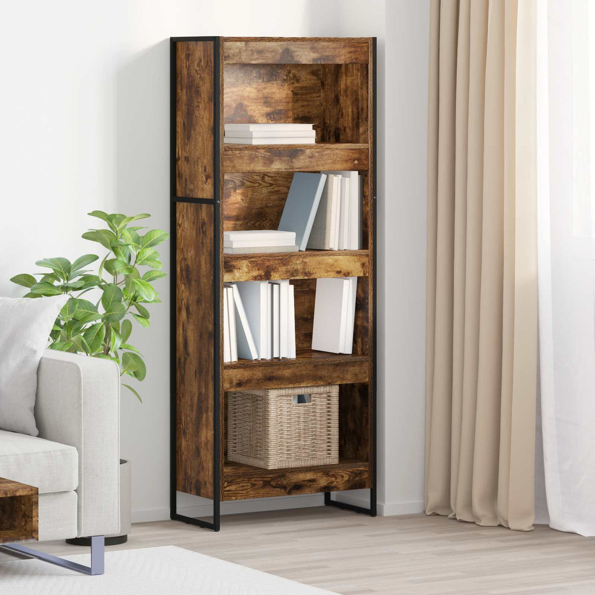 Vidaxl boekenkast 60 x 30 x 155 cm bewerkt hout rook eik