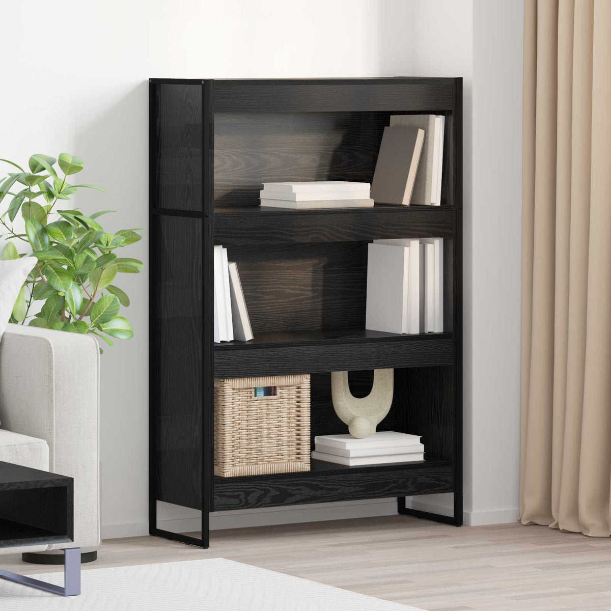 Vidaxl boekenkast 80 x 30 x 121 cm bewerkt hout zwart eiken