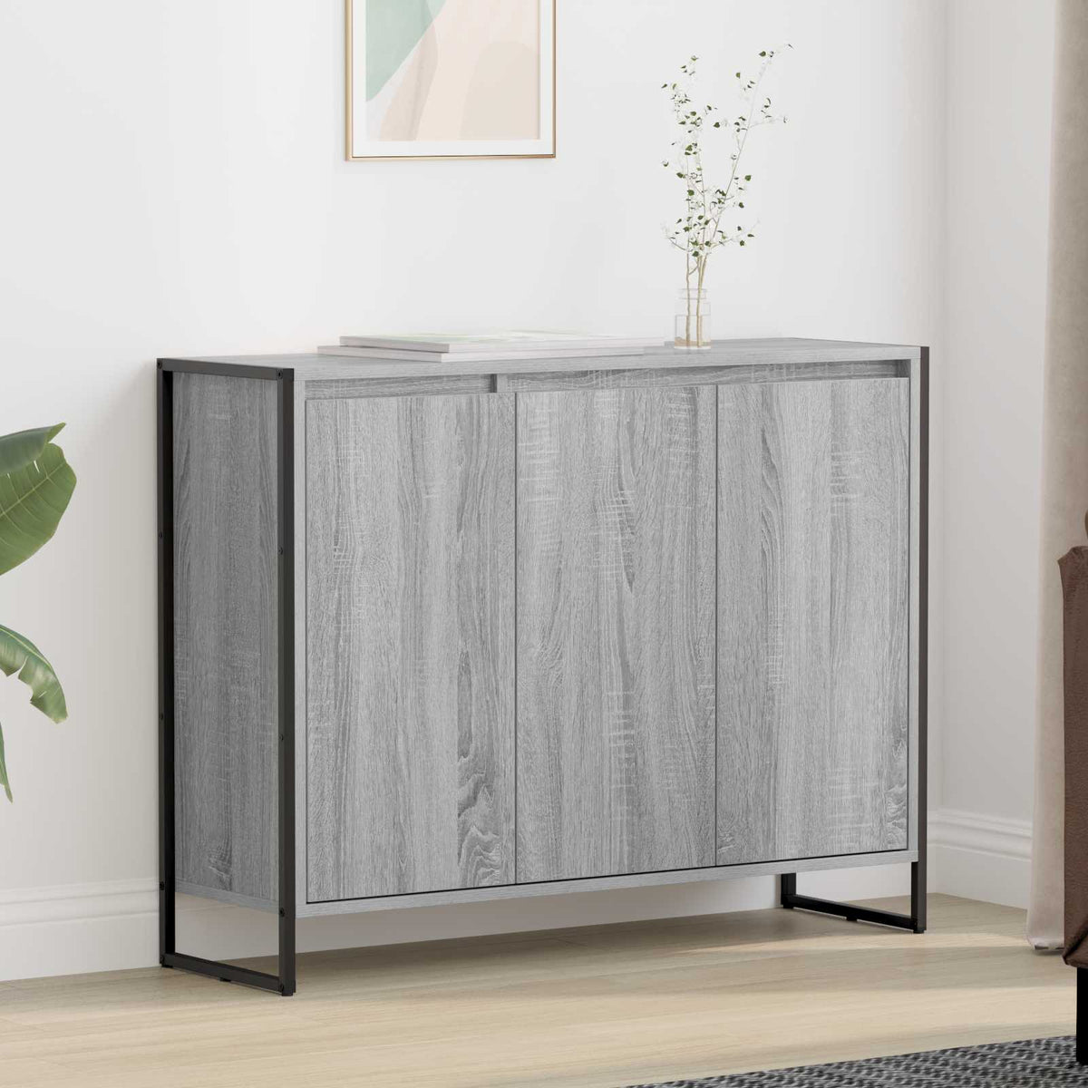Vidaxl bijzetkast grijs sonoma 96,5 x 30 x 75 cm bewerkt hout