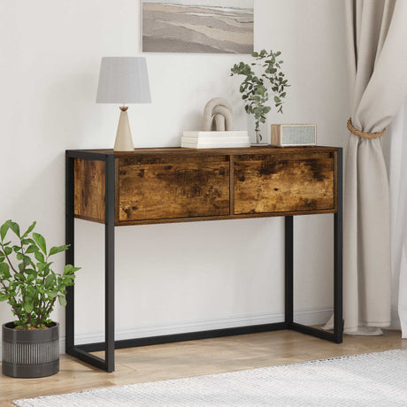 Vidaxl bijzettafel rook eik 100 x 36 x 75 cm bewerkt hout