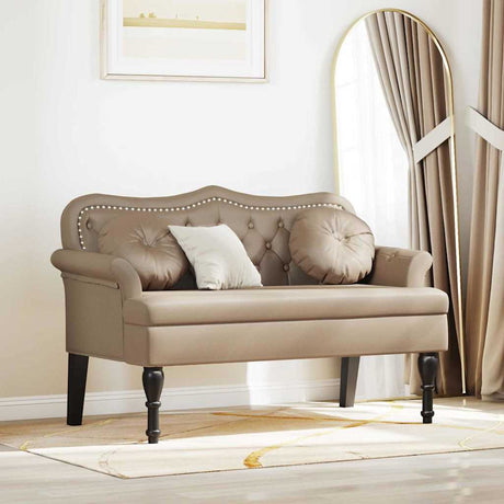 Vidaxl chesterfield bank cappuccino 120,5 x 65 x 75 cm nep leer
