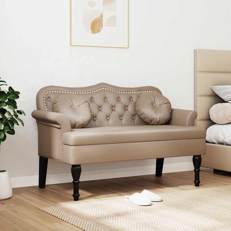 Vidaxl chesterfield bank cappuccino 120,5 x 65 x 75 cm nep leer