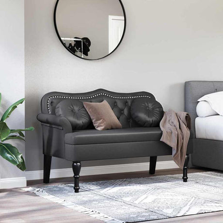 Vidaxl chesterfield bank zwart 120,5 x 65 x 75 cm nep leer