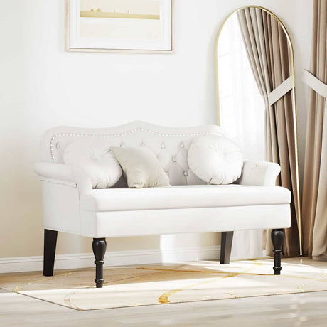 Vidaxl chesterfield bank wit 120,5 x 65 x 75 cm nep leer