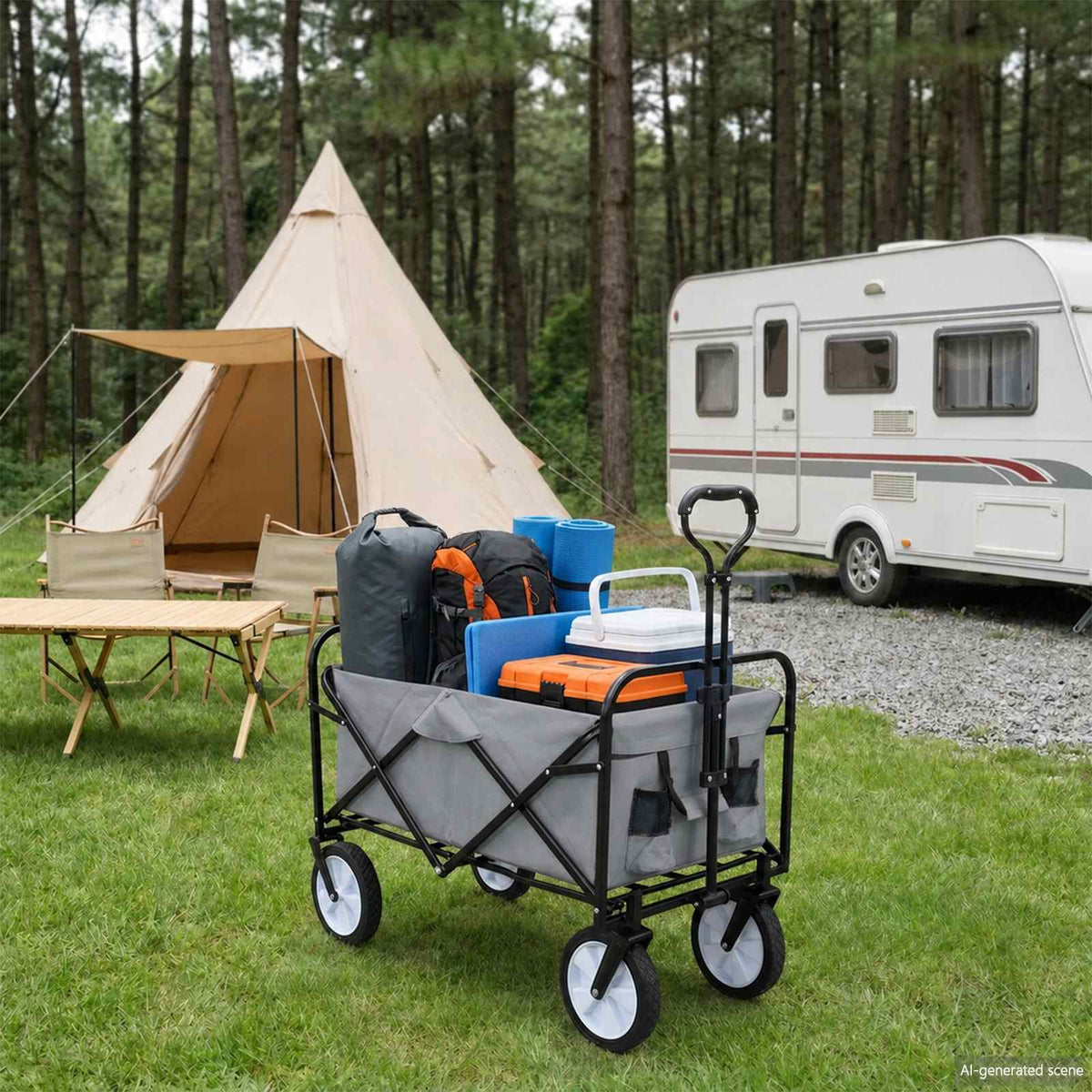 Vidaxl vouwbare winkelwagentje met remmen grijs 94 x 53 x 99 cm