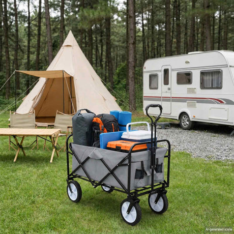 Vidaxl vouwbare winkelwagentje met remmen grijs 94 x 53 x 99 cm