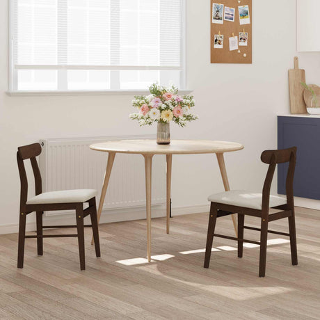 Vidaxl eetkamerstoel 2 st massief rubberhout donkerbruin, wit