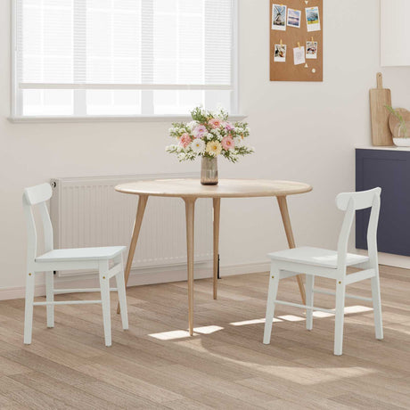 Vidaxl eetkamerstoel 2 st massief rubberhout wit 43 x 44,5 x 77 cm