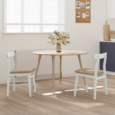 Vidaxl eetkamerstoel 2 st massief rubberhout wit en bruin