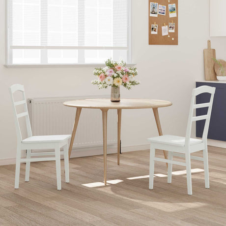 Vidaxl eetkamerstoel 2 st massief rubberhout wit 36 x 45,5 x 93,5 cm