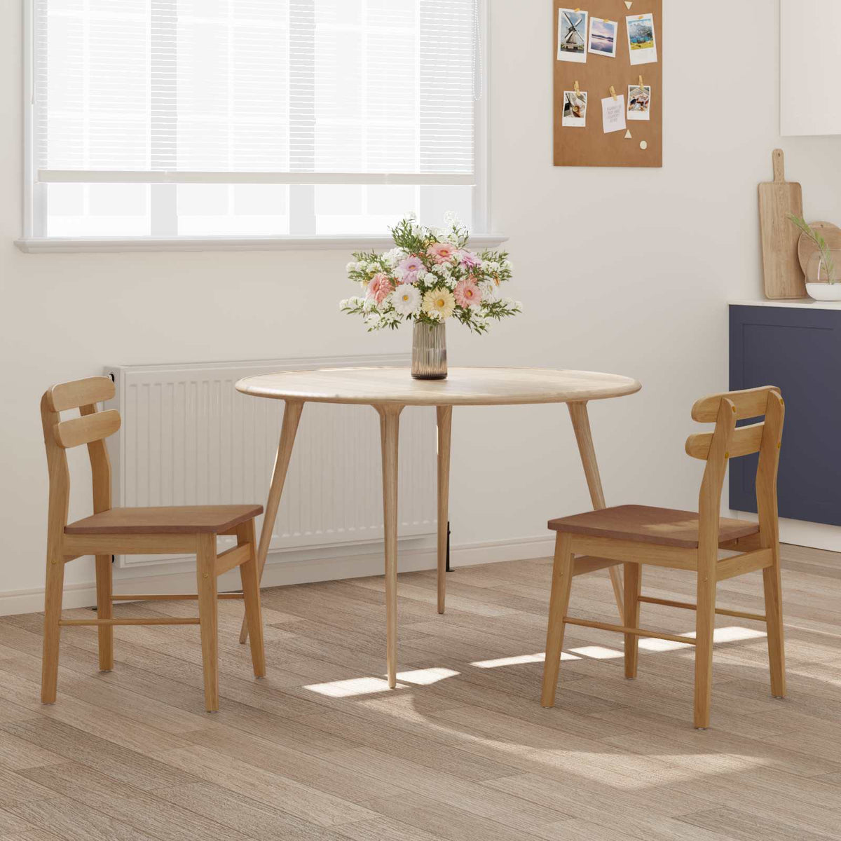 Vidaxl eetkamerstoel 2 st massief rubberhout naturel