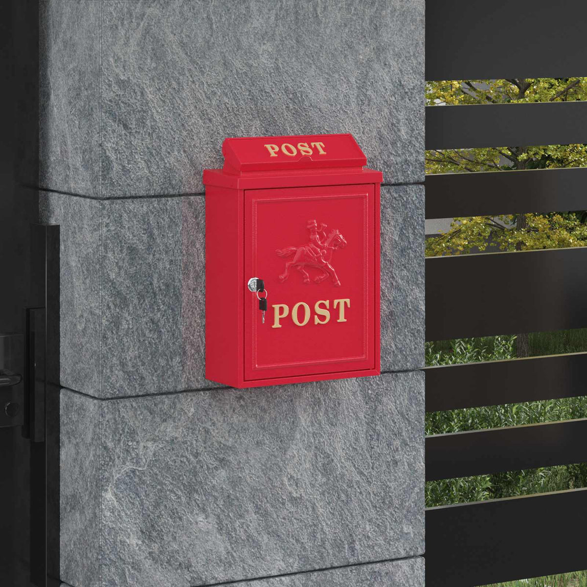 Vidaxl wandgemonteerde brievenbus met opslag rood 29 x 13 x 41 cm