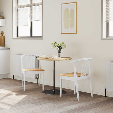 Vidaxl eetkamerstoel 2 st massief rubberhout wit en naturel