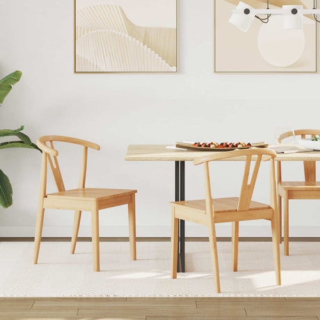Vidaxl eetkamerstoel 2 st massief rubberhout naturel
