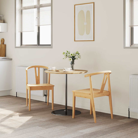 Vidaxl eetkamerstoel 2 st massief rubberhout naturel