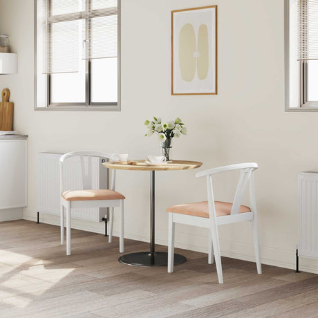Vidaxl eetkamerstoel 2 st massief rubberhout wit en bruin