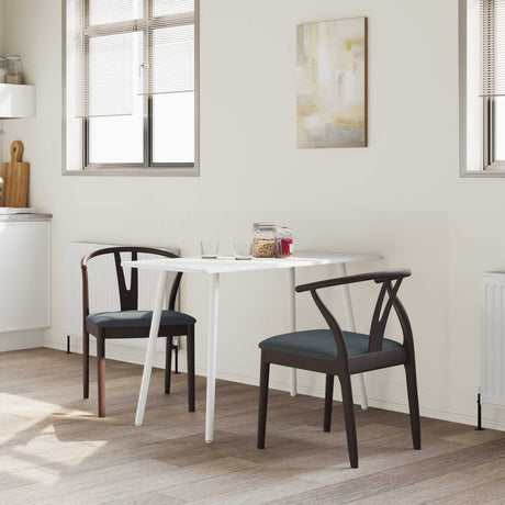 Vidaxl eetkamerstoel 2 st massief rubberhout lichtbruin en zwart