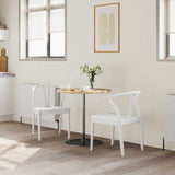 Vidaxl eetkamerstoel 2 st massief rubberhout wit en wit