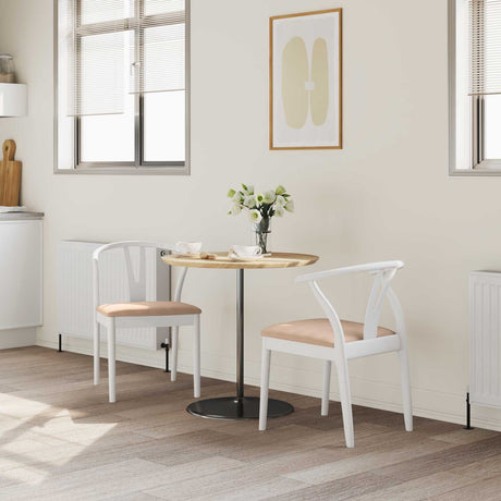 Vidaxl eetkamerstoel 2 st massief rubberhout wit en bruin