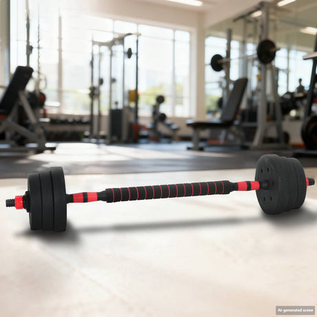 Vidaxl 2-in-1 halter-barbell set 20 kg zwart en rood