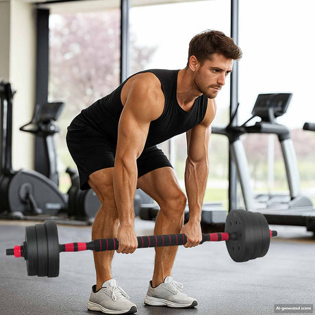 Vidaxl 4-in-1 dumbbell barbell kettlebell set 20 kg zwart en rood