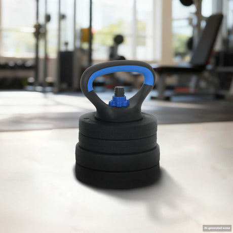 Vidaxl 4-in-1 dumbbell barbell kettlebell set 20 kg zwart en blauw