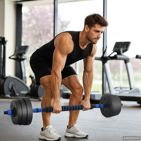 Vidaxl 4-in-1 dumbbell barbell kettlebell set 20 kg zwart en blauw