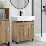 Vidaxl badkamer waskom artisanaal eiken 60 x 35 x 60 cm bewerkt hout