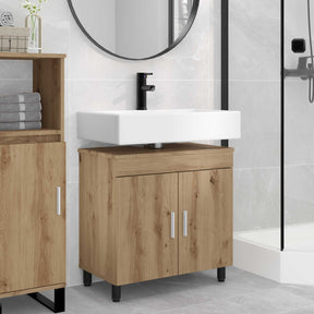 Vidaxl badkamer waskom artisanaal eiken 60 x 35 x 60 cm bewerkt hout