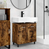 Vidaxl badkamer waskom gerookt eiken 60 x 35 x 60 cm bewerkt hout