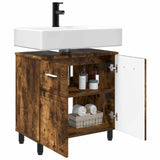 Vidaxl badkamer waskom gerookt eiken 60 x 35 x 60 cm bewerkt hout