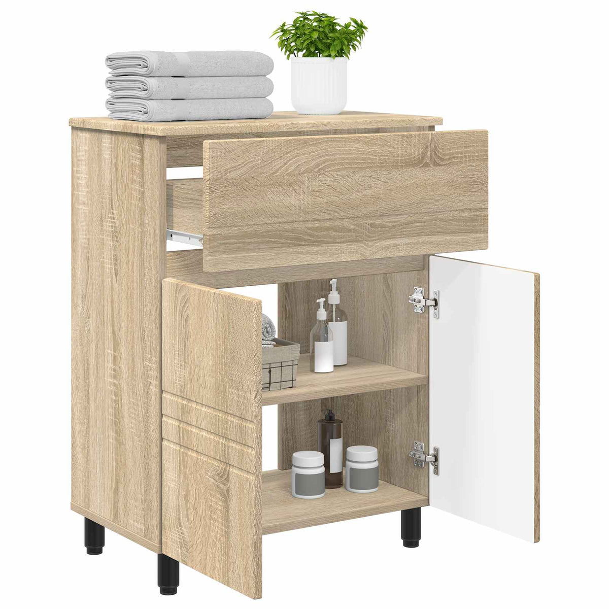 Vidaxl badkamer waskom sonoma eiken 60 x 35 x 80 cm bewerkt hout