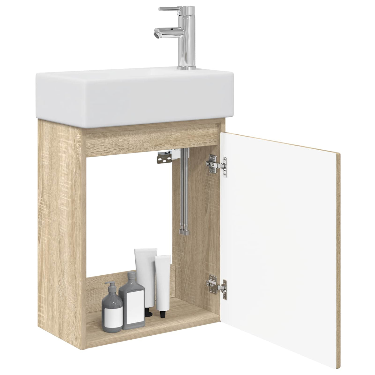 Vidaxl badkamermeubel met kraan sonoma eiken 45,5 x 22,5 x 84 cm