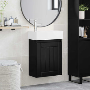 Vidaxl badkamermeubel met kraan zwart 45,5 x 25,5 x 84 cm