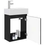 Vidaxl badkamermeubel met kraan zwart 45,5 x 25,5 x 84 cm