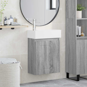 Vidaxl badkamermeubel met kraan grijs sonoma 45,5 x 25,5 x 84 cm
