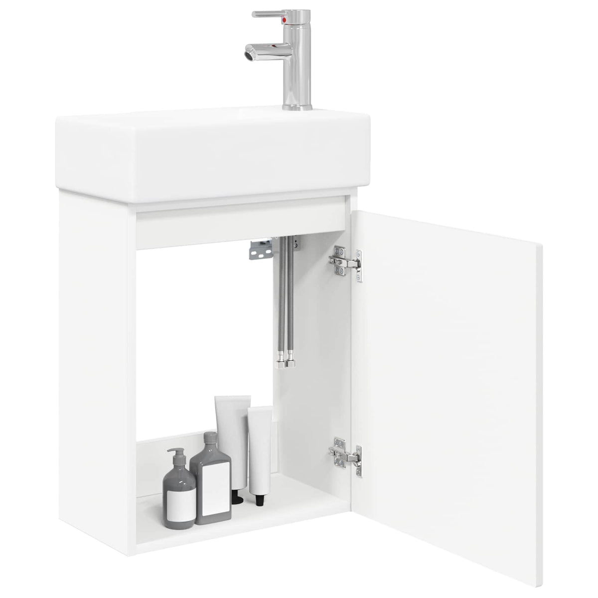 Vidaxl badkamermeubel met kraan wit 45,5 x 25,5 x 84 cm