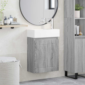 Vidaxl badkamermeubel met kraan grijs sonoma 45,5 x 25,5 x 84 cm