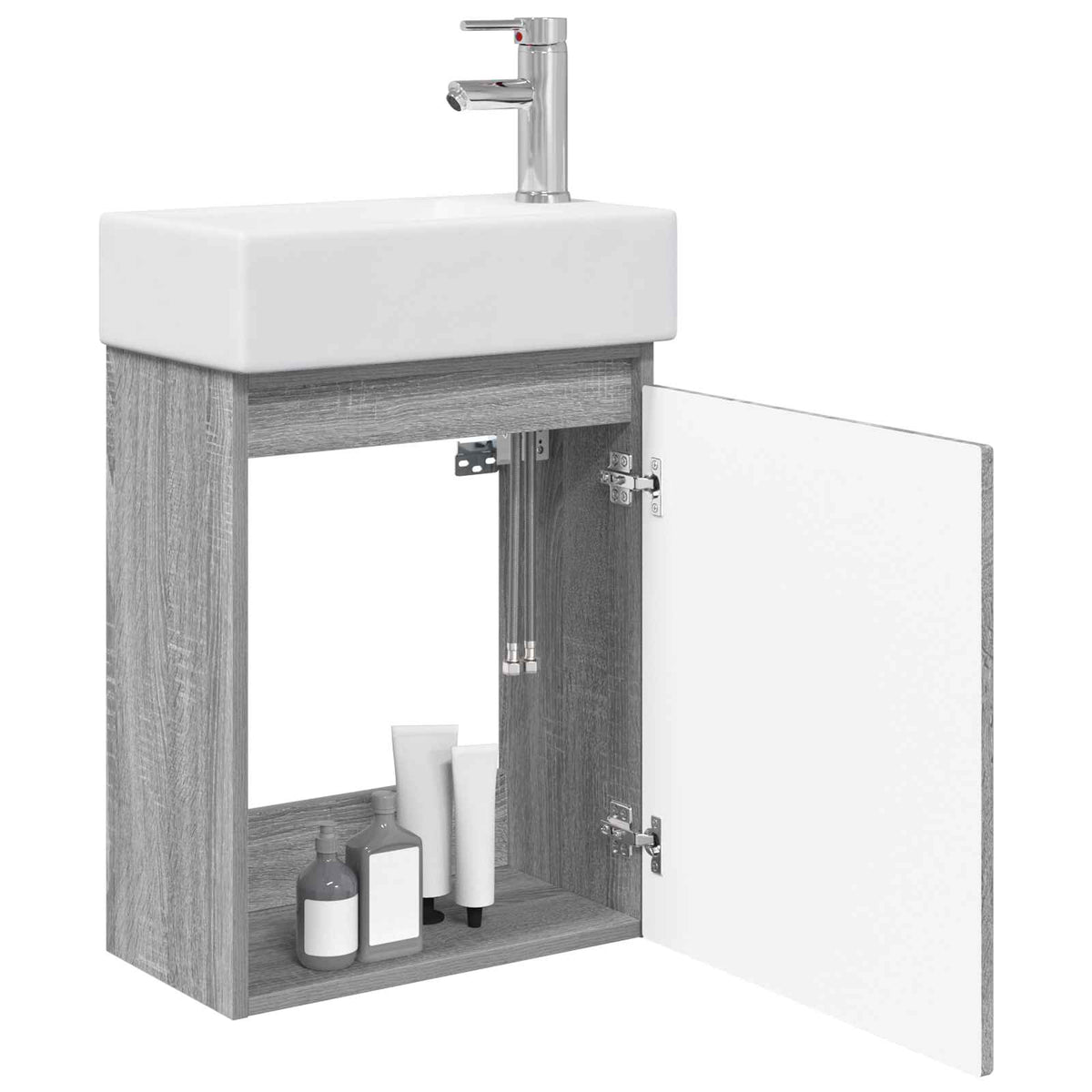 Vidaxl badkamermeubel met kraan grijs sonoma 45,5 x 25,5 x 84 cm