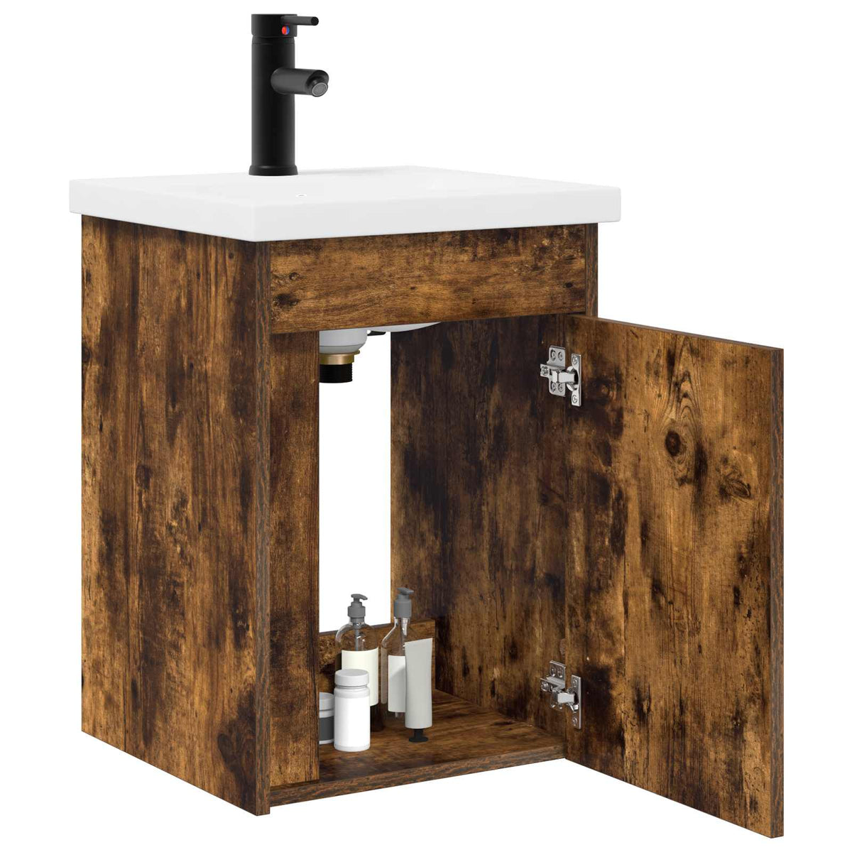 Vidaxl badkamermeubel met kraan gerookt eiken 42 x 40 x 74,5 cm